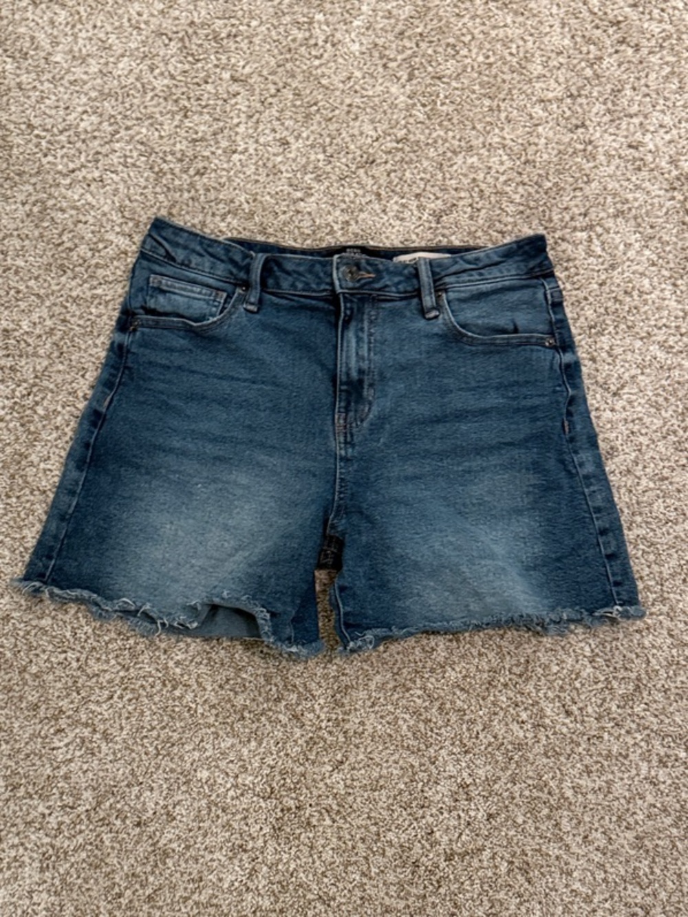 BCBGeneration Dark Wash Denim Jean Shorts with Frayed Hem